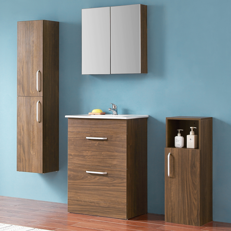 Badset 60 cm Waschtisch Unterschrank Spiegelschrank Hochschrank